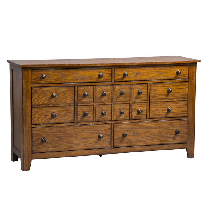 Liberty Furniture Grandpas Cabin 7 Drawer Dresser in Aged Oak
