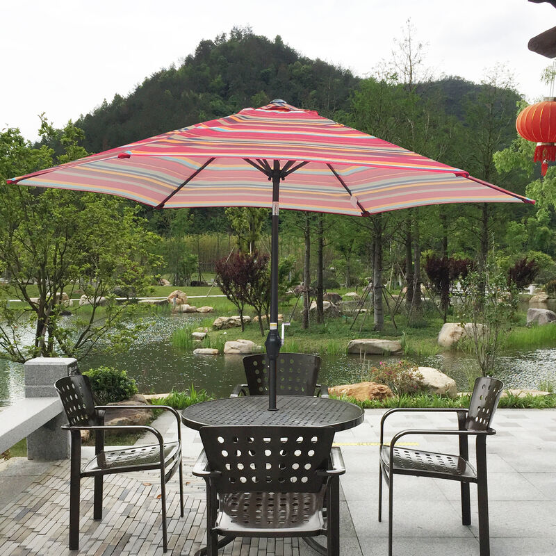 Streamdale 9FT Umbrella Red Stripes