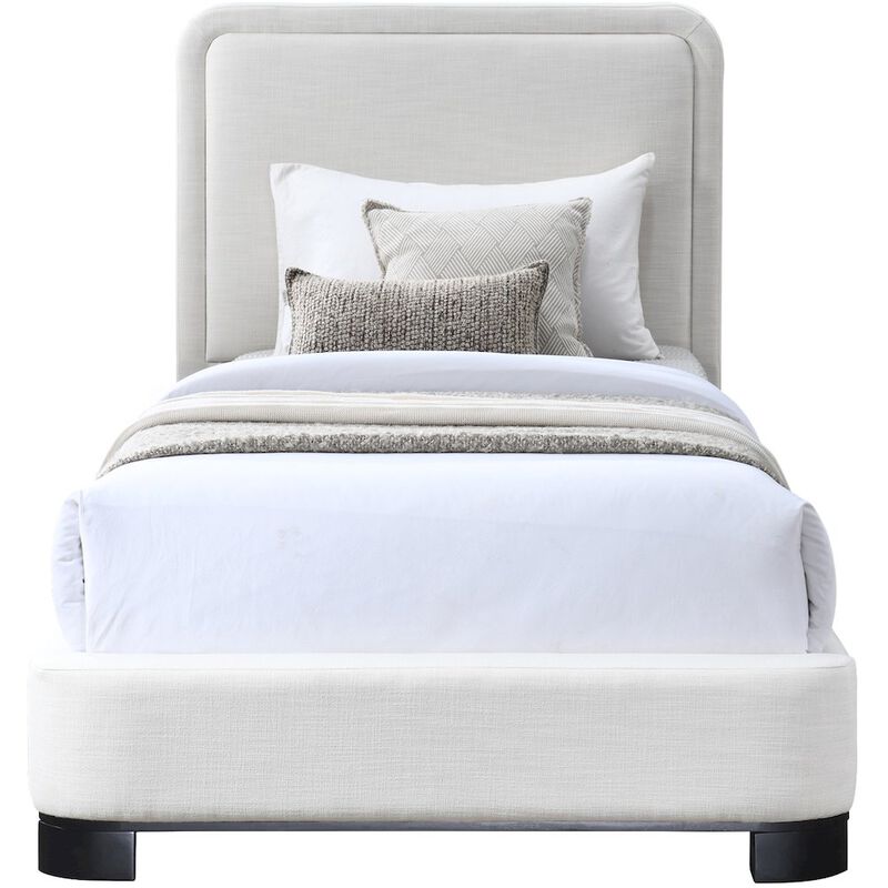 Meridian Furniture Nolita Cream Linen Textured Fabric Twin Bed
