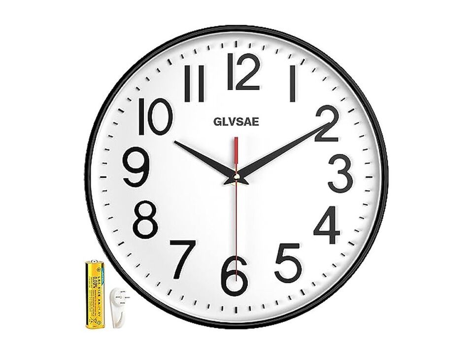Stereoscopic Wall Clock 12 Inch Silent Non Ticking Easy Read Battery Operated