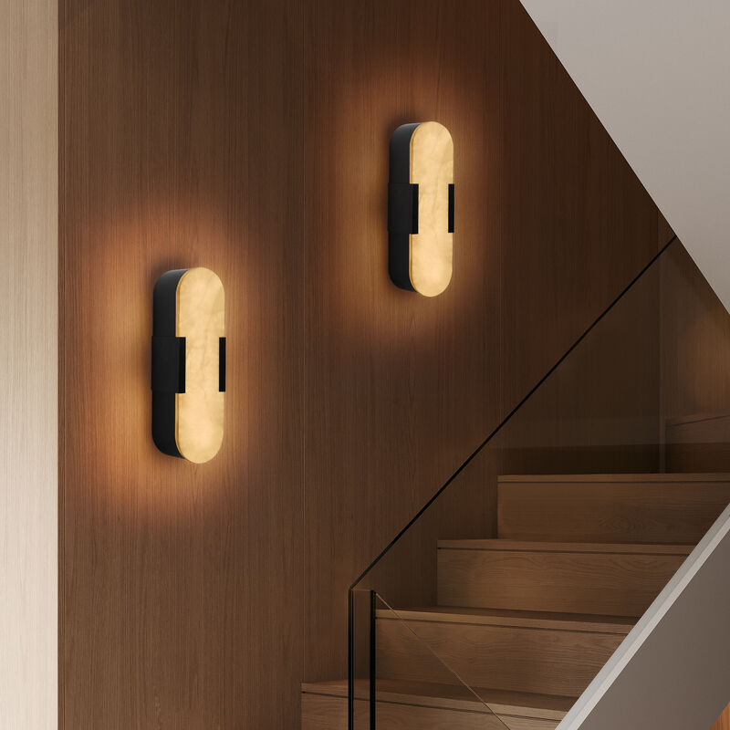 3.5 in. LED Wall Sconce with Marble Shade (Set of 2)