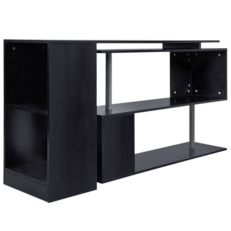 Hivvago Rotating Corner Computer Desk with 3-Tier Shelves image number 7