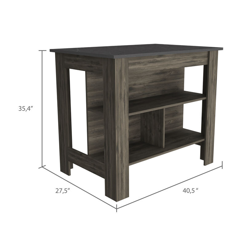 Streamdale Rockaway 3-Shelf Kitchen Island Dark Brown And Onix