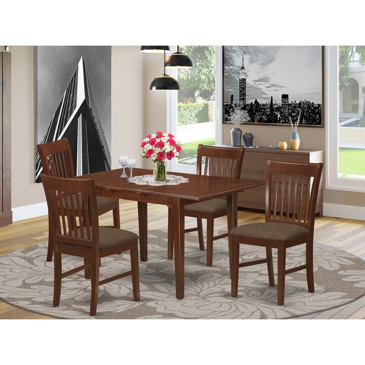 5 Pc Kitchen nook Dining set - Table with a 12in leaf and 4 Dining Chairs