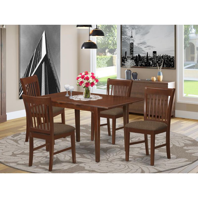 5 Pc Kitchen nook Dining set - Table with a 12in leaf and 4 Dining Chairs