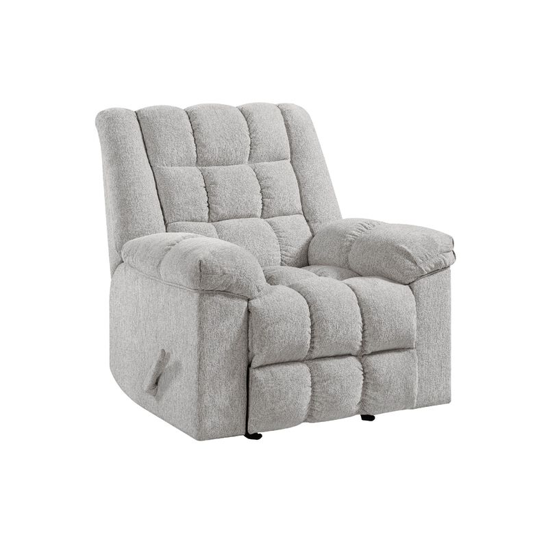 Winy Manual Rocker Reclining Chair, Pillow Grid Tufted Gray Chenille image number 0