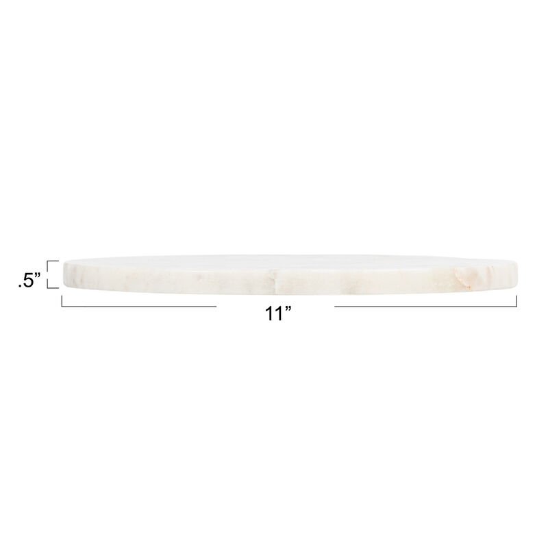 11‑Inch Round Marble Charcuterie and Cutting Board, White Finish image number 1