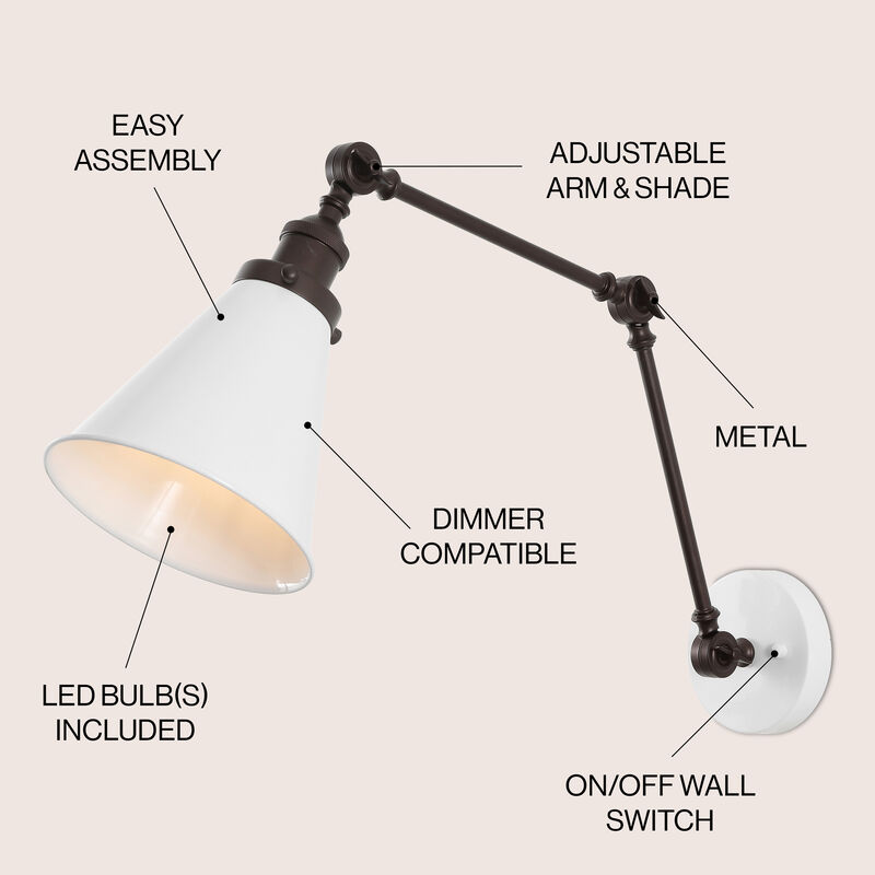 Rover Classic Industrial Metal Adjustable Arm LED Wall Sconce