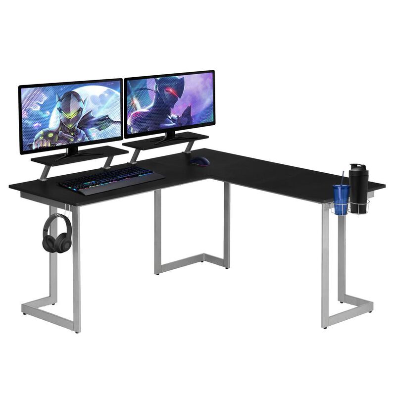 Techni Sport Warrior L-Shaped Gaming Desk, Black