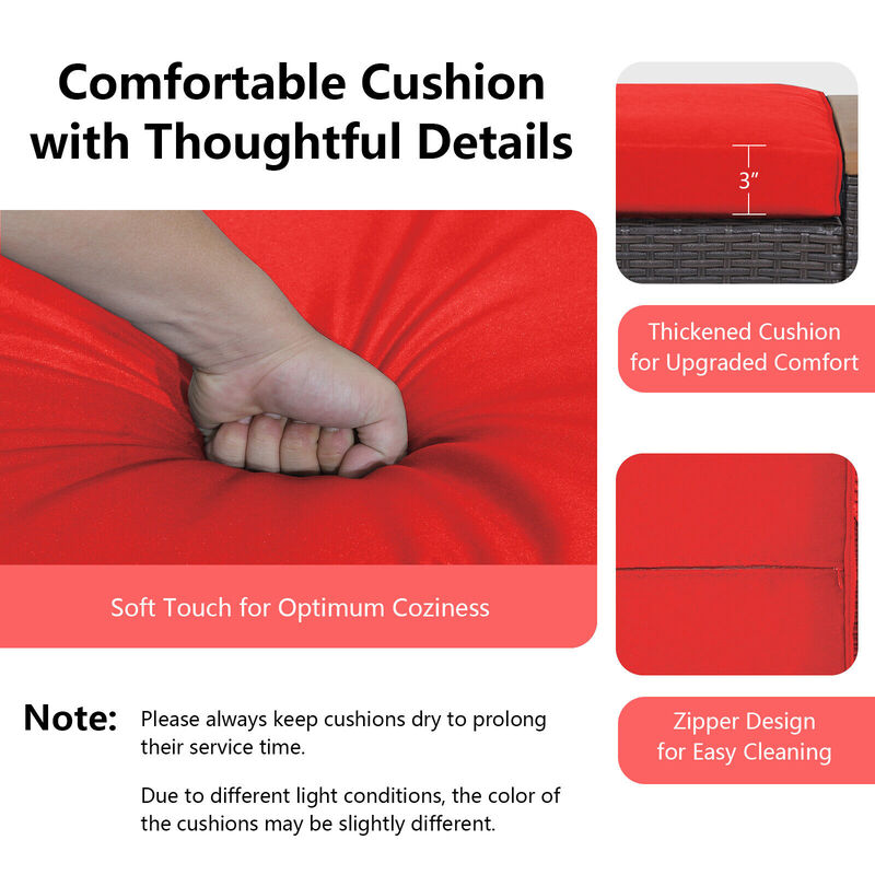 Set of 2 Fade-Resistant Wicker Patio Ottoman