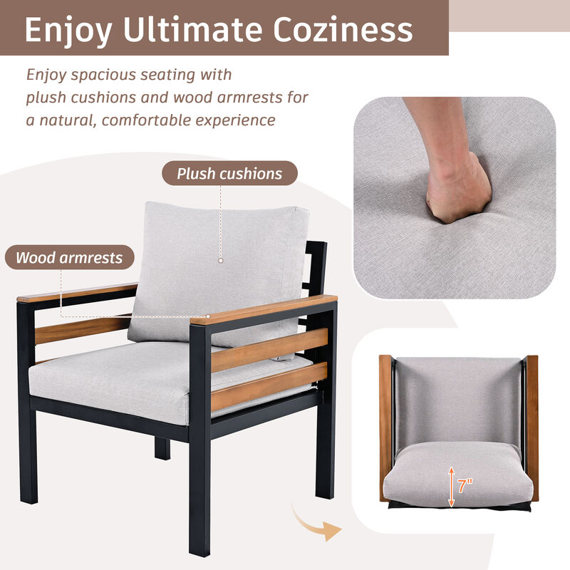 Merax Outdoor Patio Conversation Set Sofa Set for 5 People image number 4