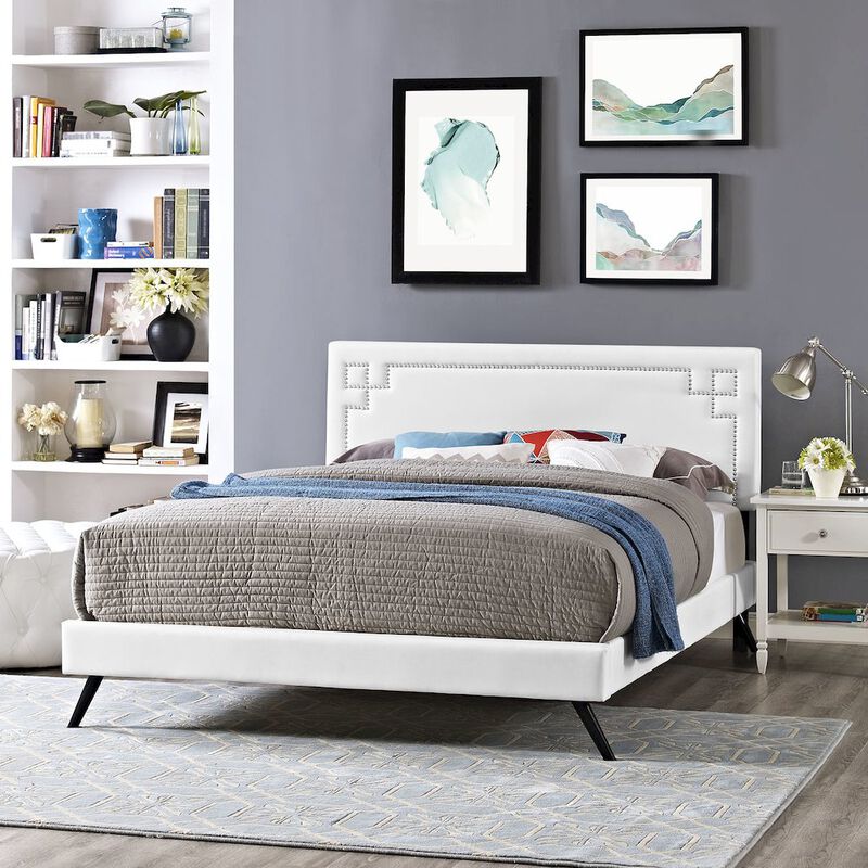 Modway Josie Vinyl Queen Platform Bed with Round Splayed Legs image number 4
