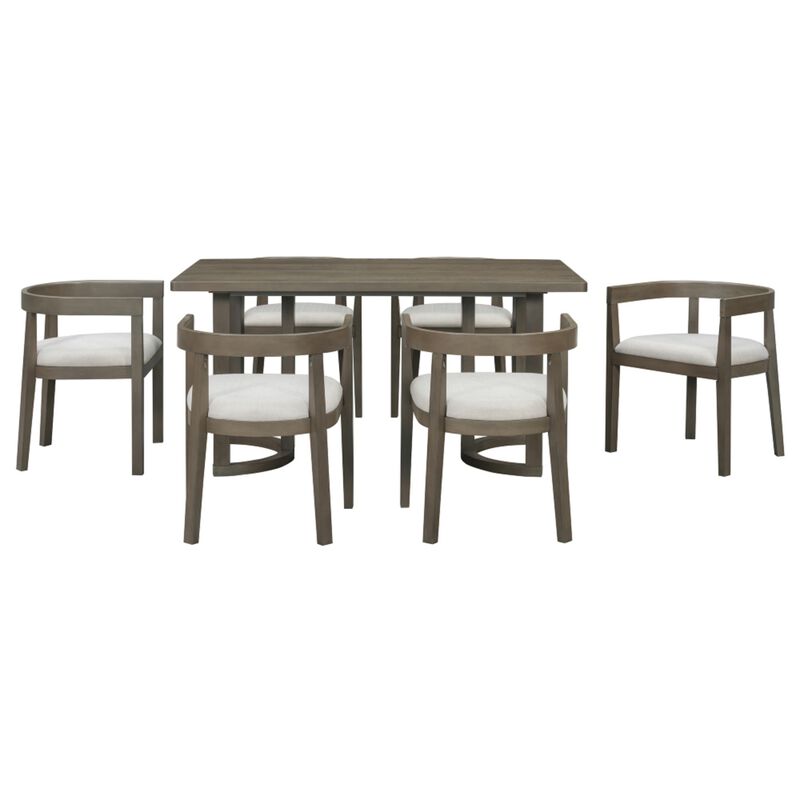 Curquu 7‑Piece Modern Farmhouse Dining Set image number 8