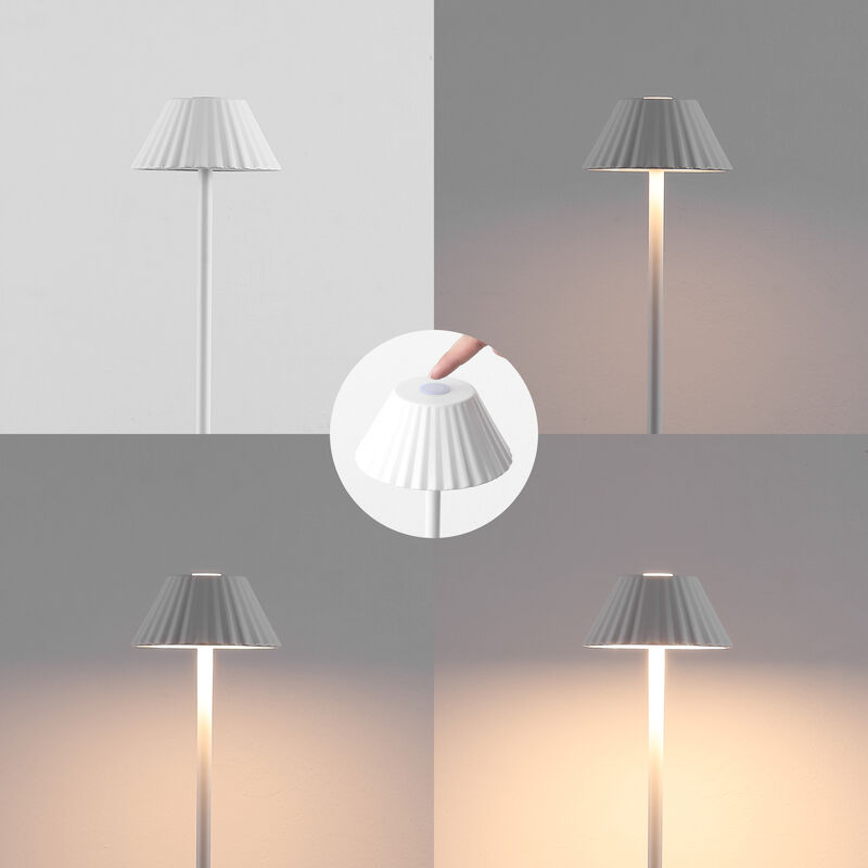 Mallory 44" Modern Minimalist Indoor/Outdoor Iron Pleated Shade Rechargeable/Cordless Dimmable Integrated LED Floor Lamp