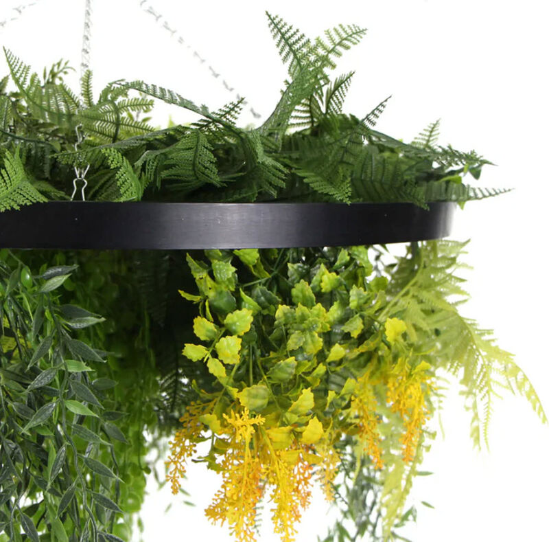 Black Framed Roof Hanging Disc With Draping Faux Plants 24" image number 7