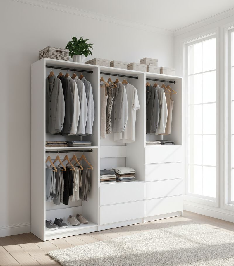 Prosper White Freestanding Walk in Wood Closet System