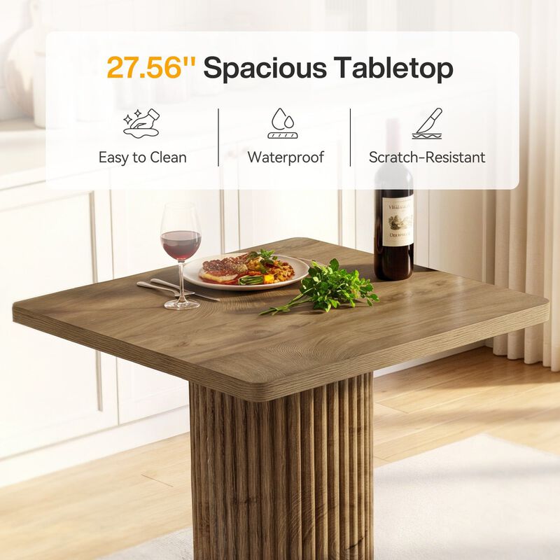 39 Inch Brown Counter Height Bar Table with Metal Footrest for Apartment and Cafe image number 4