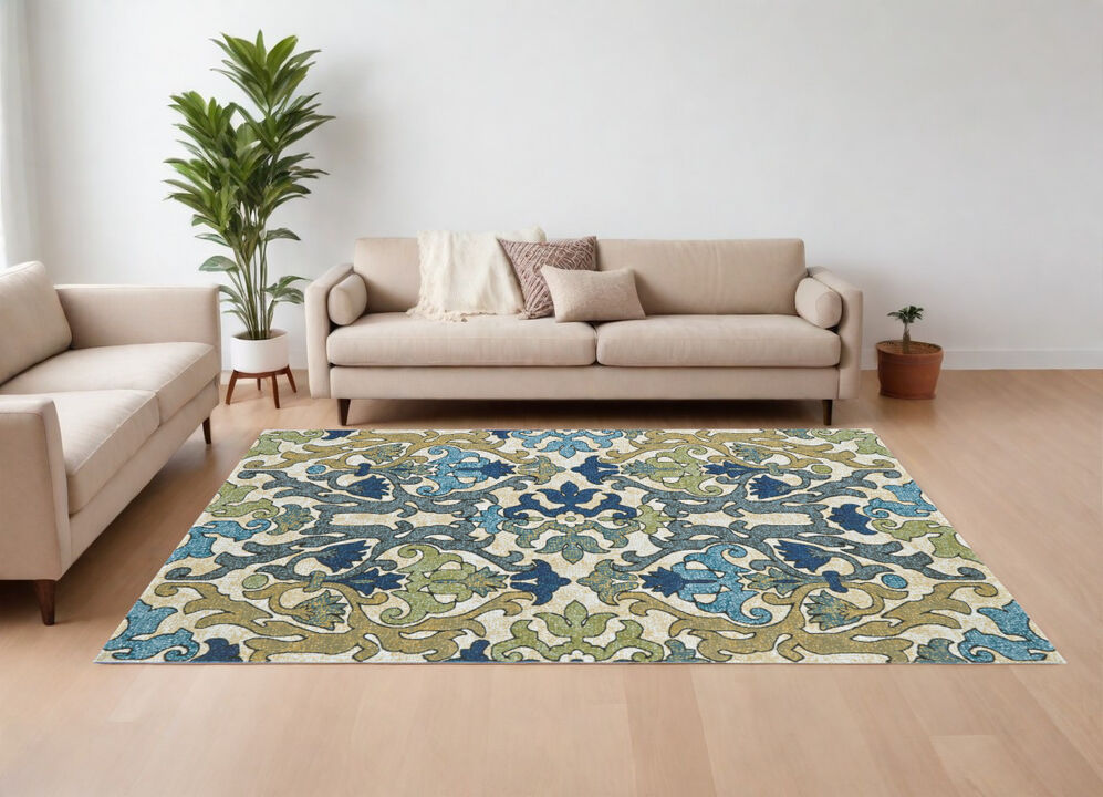 HomeRoots Floral Power Loom Area Rug