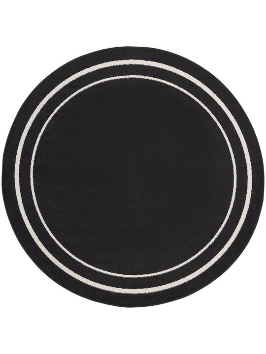 Nourison Essentials NRE02 Black/Ivory 6' x Round Rug