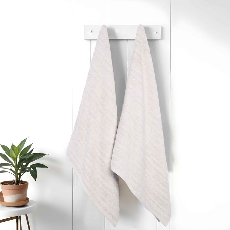 Set of 2 Smart Twist Ribbed Bath Sheets Viscose Cotton Blend image number 1