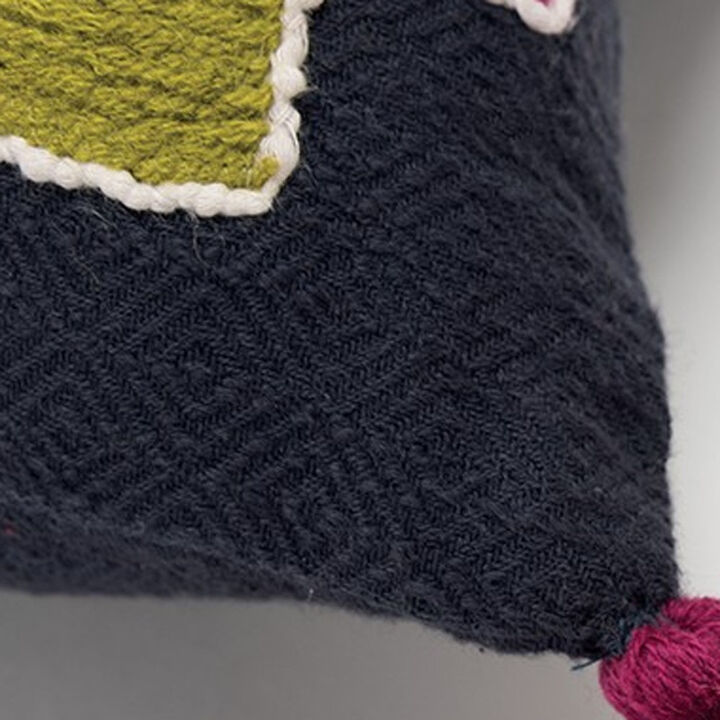 Tribal Inspired Embroidered Throw Pillow, Decorative Cushion for Sofa, Couch, or Chair