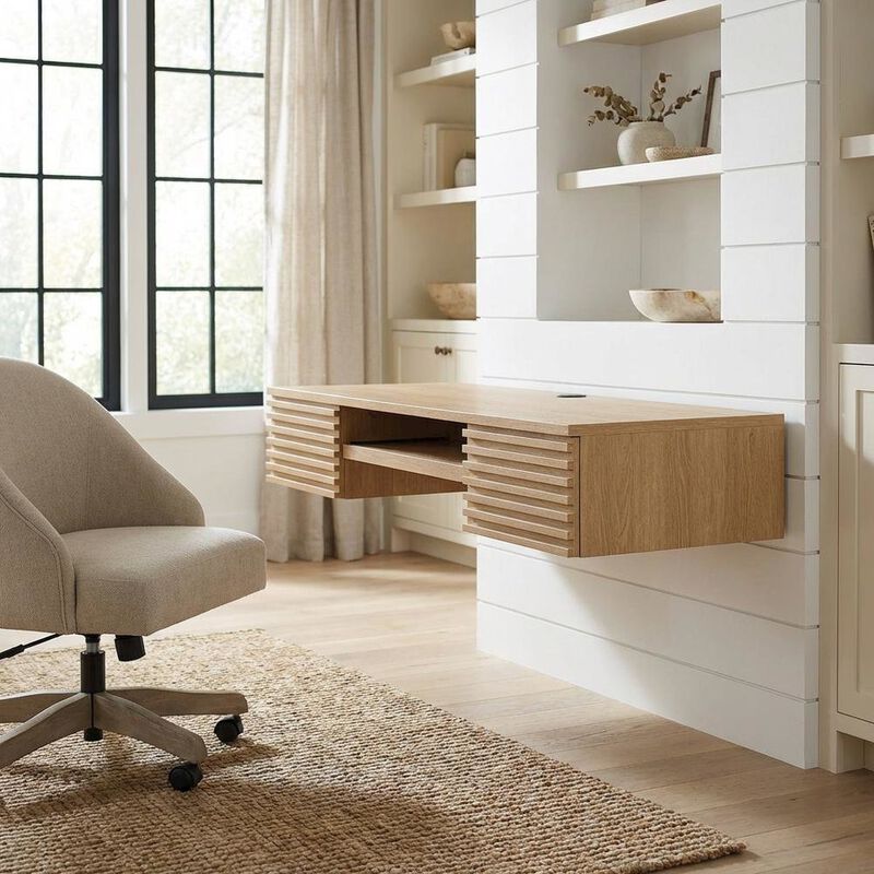 Wall Mount Wood Office Desk in Modern Design for Computer Workstations image number 3