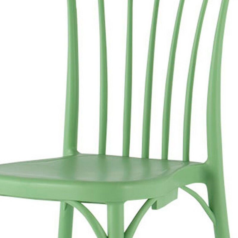 HomeRoots Set of Two Green Heavy Duty Plastic Outdoor Stacking Dining Chairs image number 3