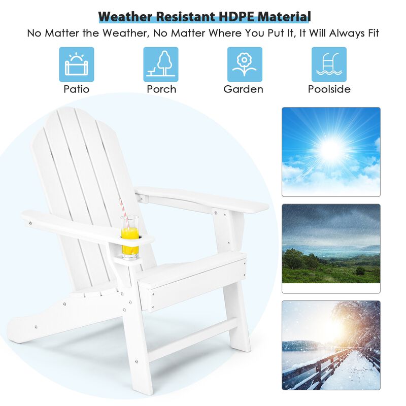 Outdoor Adirondack Chair with Built-in Cup Holder for Backyard Porch image number 3