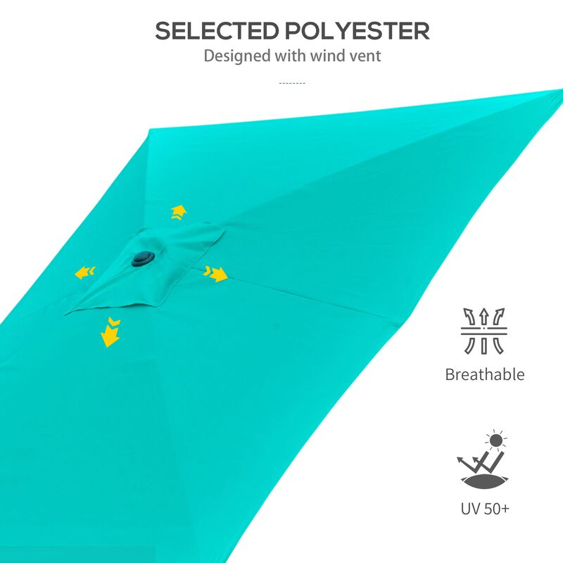 Teal Garden Canopy: 6.6x10 ft Rectangular Patio Umbrella