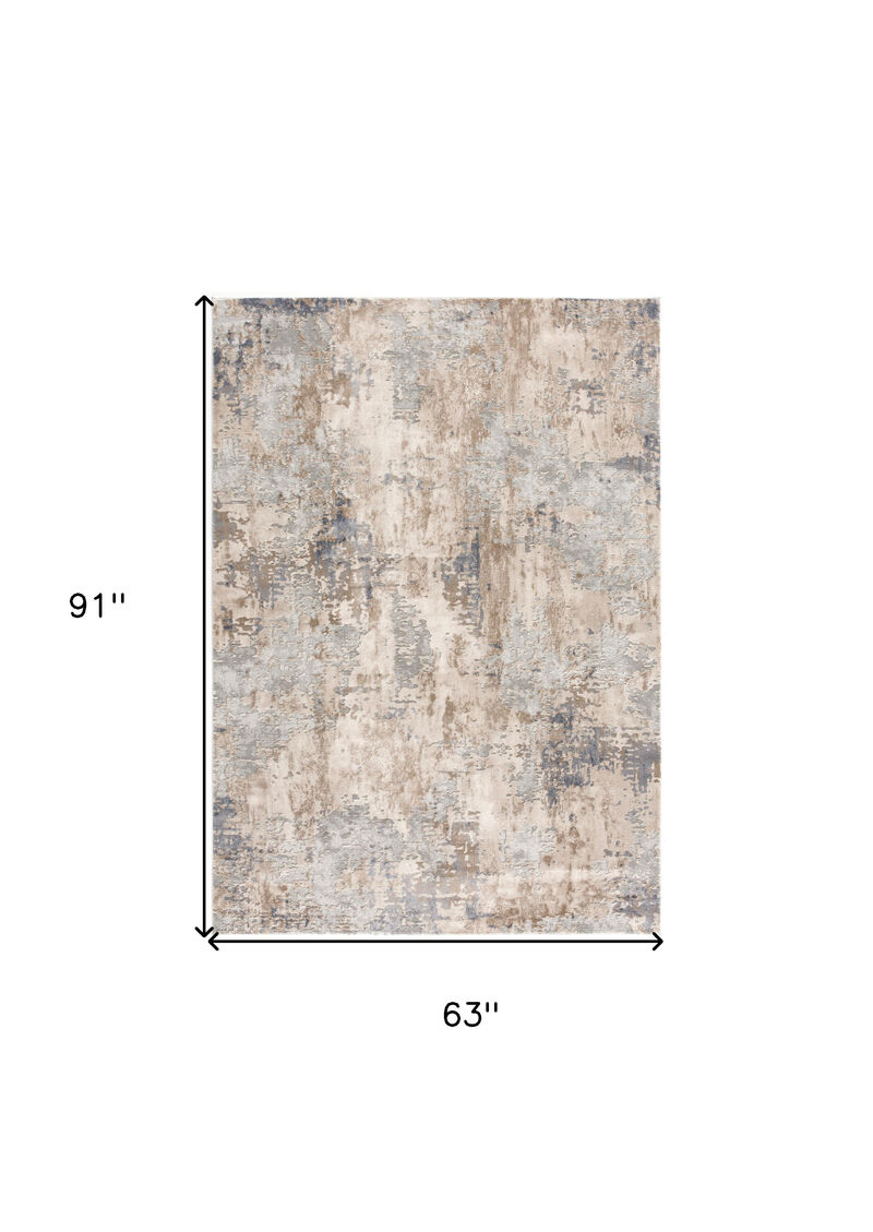 5 X 8 Beige And Ivory Abstract Area Rug