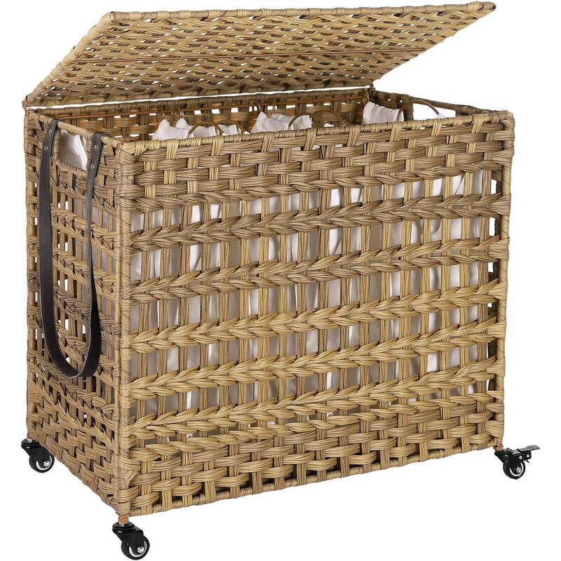 3-Basket Laundry Hamper Sorter Cart with Removable Bags for Easy Laundry Organization
