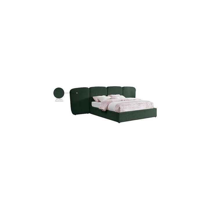 Meridian Furniture Shiloh Green Green Boucle Fabric Queen Bed