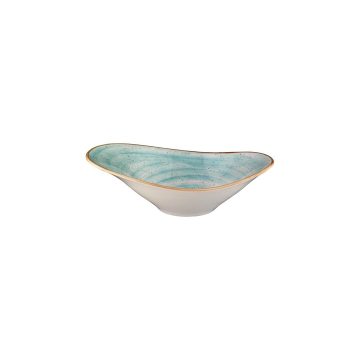 Aqua 11" x 7.5" x h:3.5" 25 oz. Oval Blue Porcelain Bowl