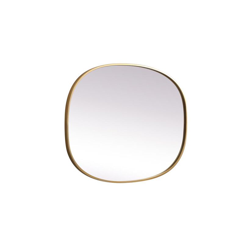 Elegant Decor Metal Frame Oval Mirror 27x36 Inch in Brass