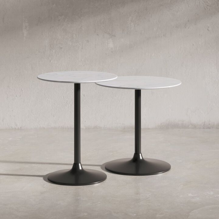 Jofran Camille Solid Marble and Iron Modern Luxury Accent Tables (Set of 2)