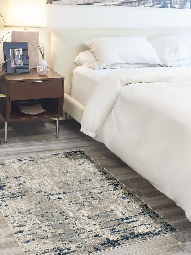 Quarry QUA01 Ivory/Gray/Blue 3' x 5' Rug