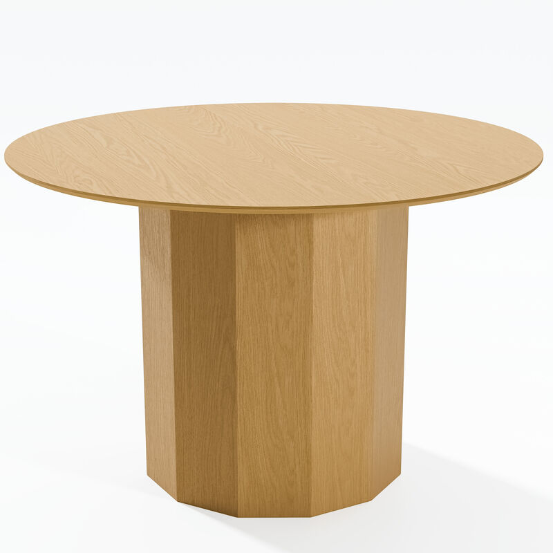 46 Inch Round Natural Wooden Dining Table, Seats 4-6 People, Suitable for Living Room and Dining Room