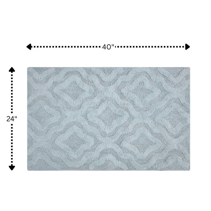 Knightsbridge Link Bath Rug Cotton Non Skid Back - 17x24", Light Blue