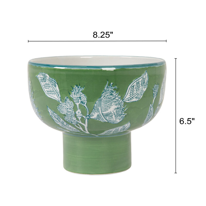 Stoneware Pedestal Bowl, Green image number 2