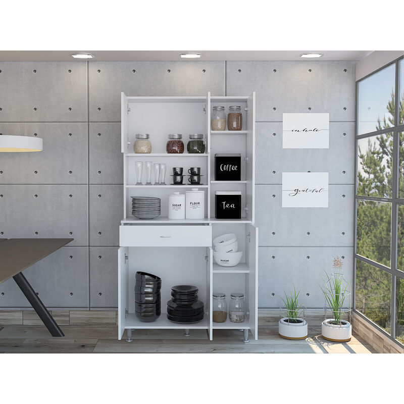 Tigard 1-Shelf 1-Drawer Pantry Cabinet White