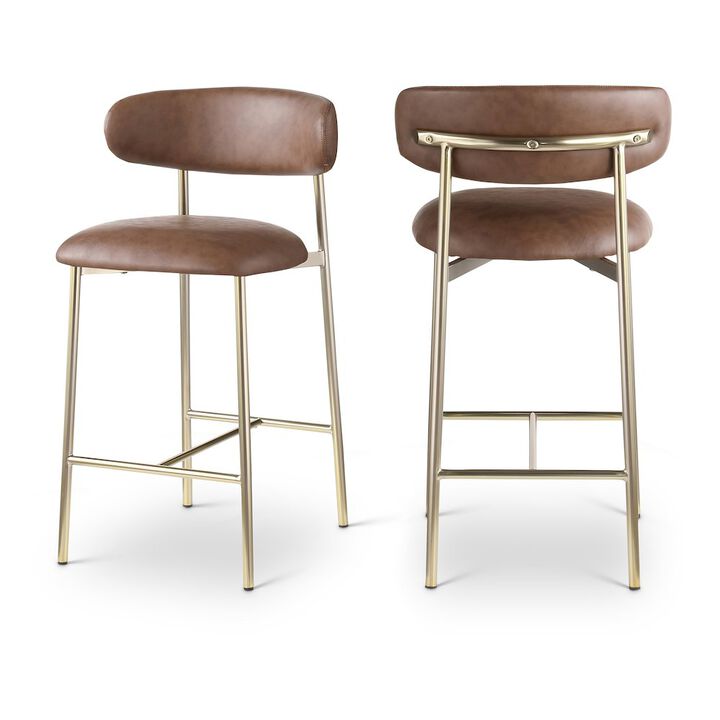 Meridian Furniture Lupita Vegan Leather Counter Stool, Set of 2