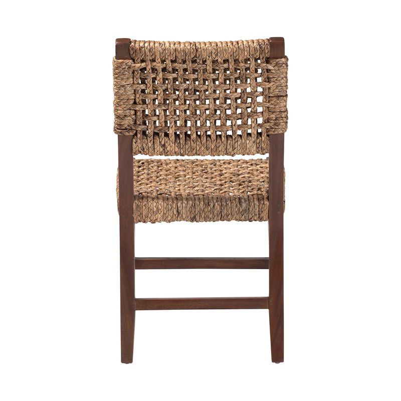 bali & pari Alise Handwoven Seagrass Dining Chair with Mahogany Wood Frame &ndash; Woven Back and Seat Chair for Dining Room or Kitchen, Earthy Brown