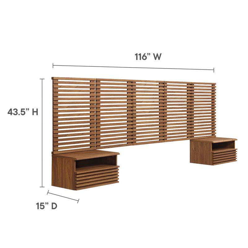 Modway - Render Wall Mount Queen Headboard and Modern Nightstands image number 5