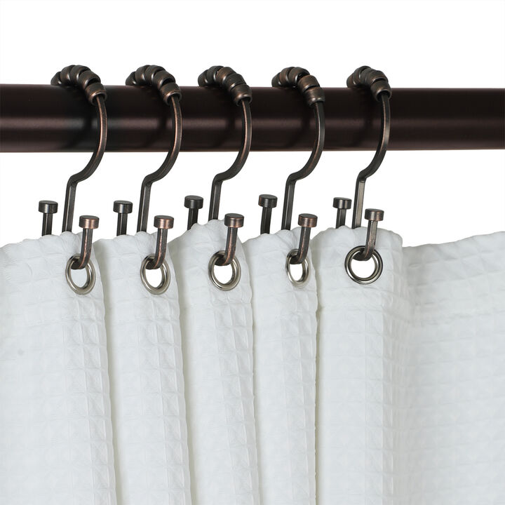 Utopia Alley Rust-Resistant Metal Double Shower Curtain Hooks, Shower Hooks Hangers for Bathroom, Kitchen Utensils, Curtains, Clothing, Towels etc - Set of 12