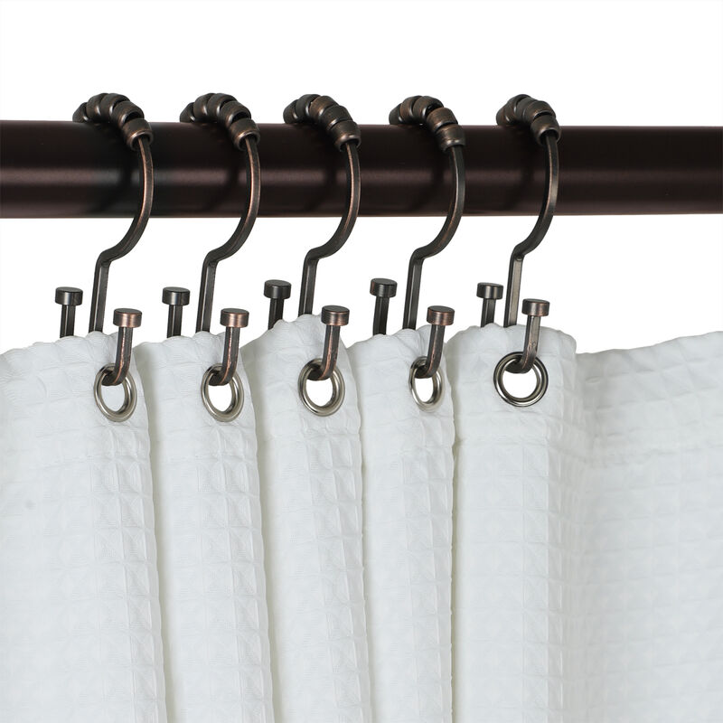 12-Piece Resistant Metal Double Shower Curtain Hooks image number 1