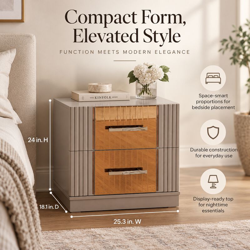 Adervique Fluted 2-Drawer Nightstand image number 5