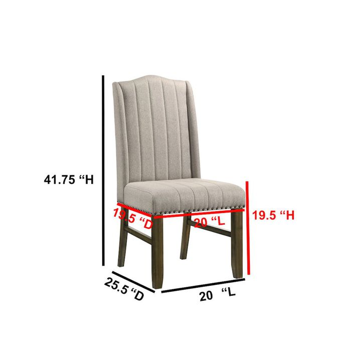 Wood fabric back dining chairs (Set of 2)