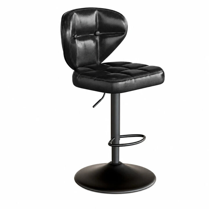 PU Leather Swivel Bar Stools Set of 2, Modern Hydraulic Adjustable Counter Height Stools, Steady Water Resistant Iron Frame 360&deg; Kitchen Island Chairs