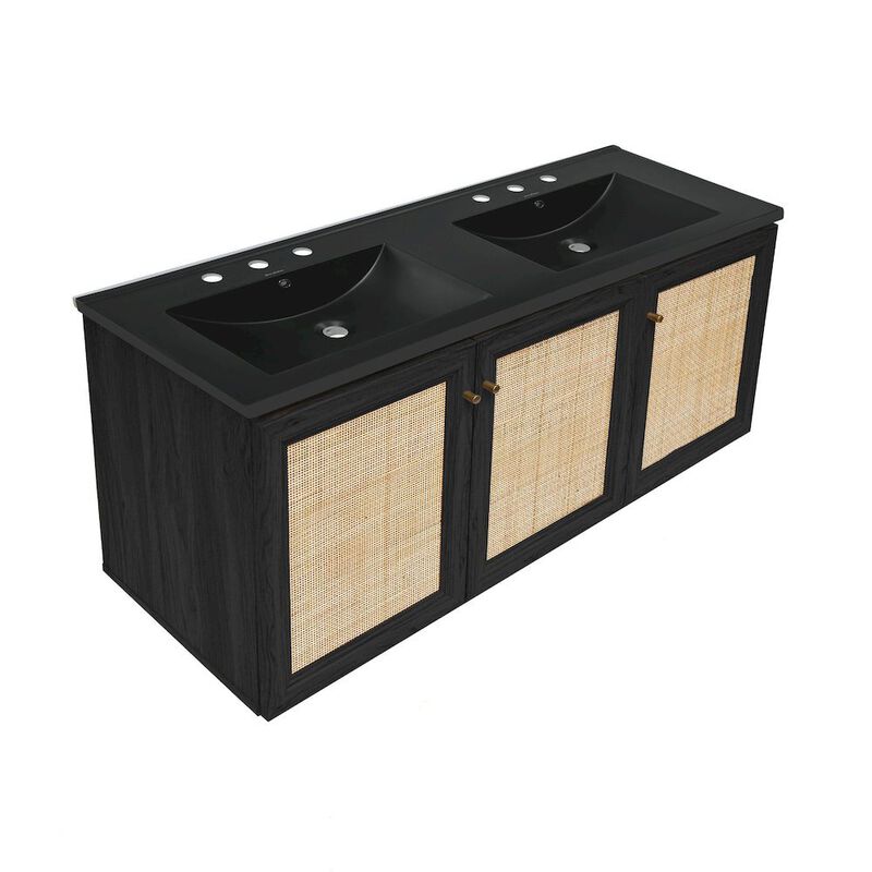 48" Wall-Mounted Bathroom Vanity with 3-Hole Widespread Sink Top image number 1