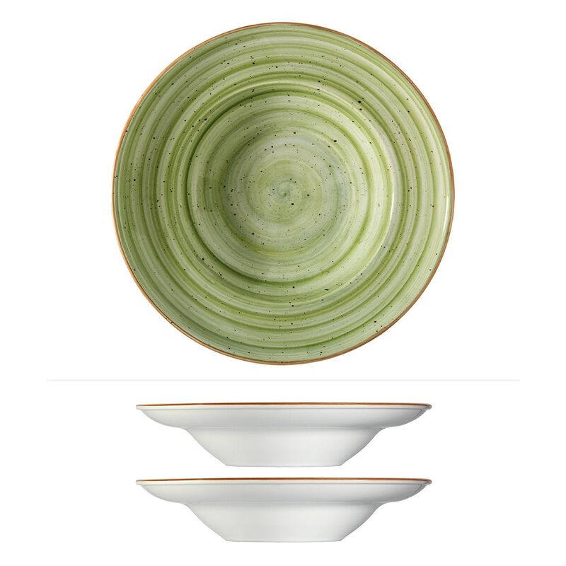 Therapy dia.10.75" h:2.25" 16 oz. Round Green Vitrified Bowl (Set of 2) image number 0